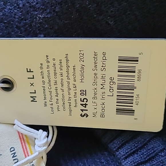 MARINE layer ML x LF Breck Stripe Sweater in Black Iris Multi Stripe - Picture 7 of 7